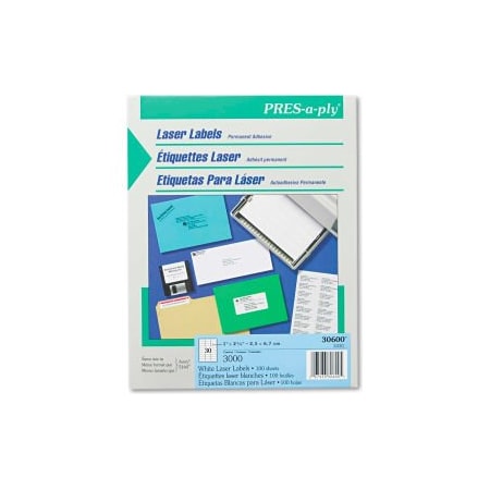 Avery 1X2-5/8 WHT 500/PK PRES-A-PLY LABELS MOQ=1, Pkg Qty=500 30600